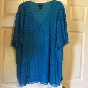 Blue glittery plus size blouse